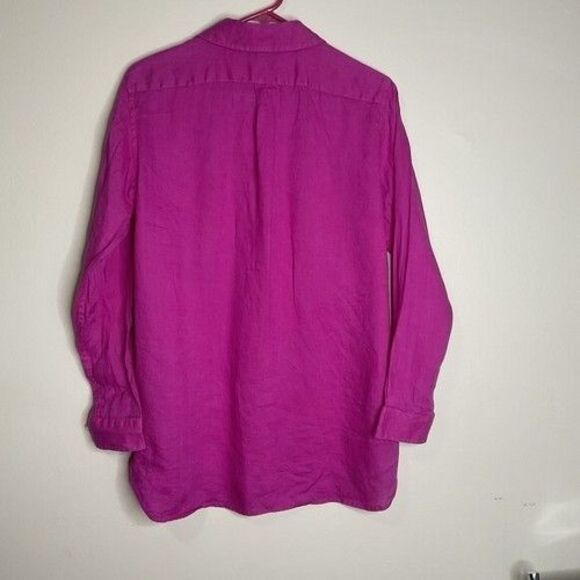 Lauren Ralph Lauren 100% Linen Long Sleeve Button Up Shirt Women Size Medium - Picture 7 of 10